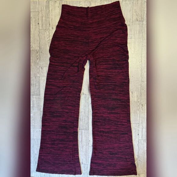 Retro, Red, Sheer, Fold Over Waist, Flare Yoga, Lounge Pants - Picture 9 of 10